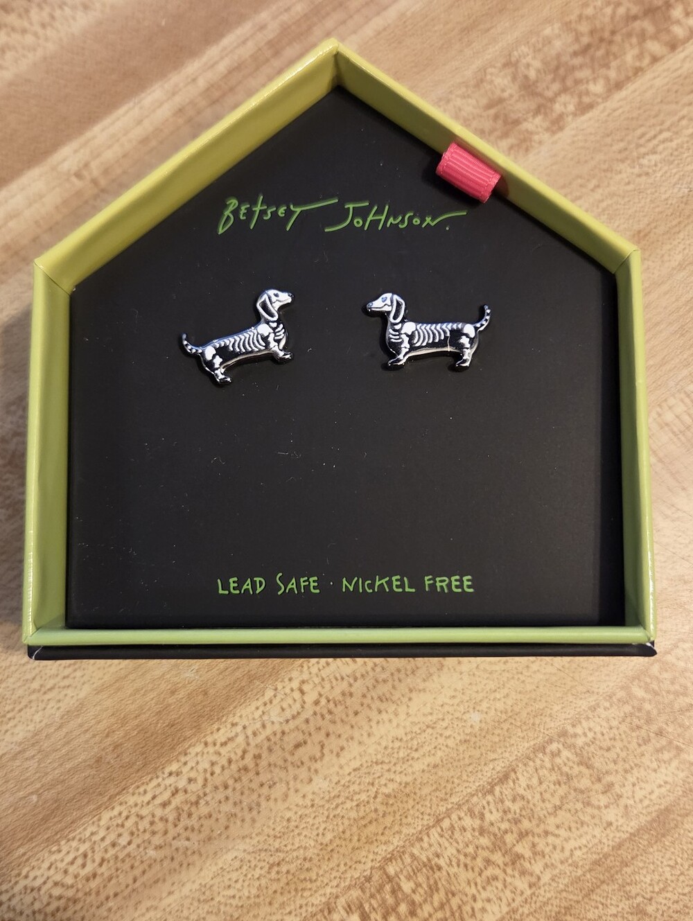 Betsey Johnson NWT Skeleton Dog Stud Earrings NIB